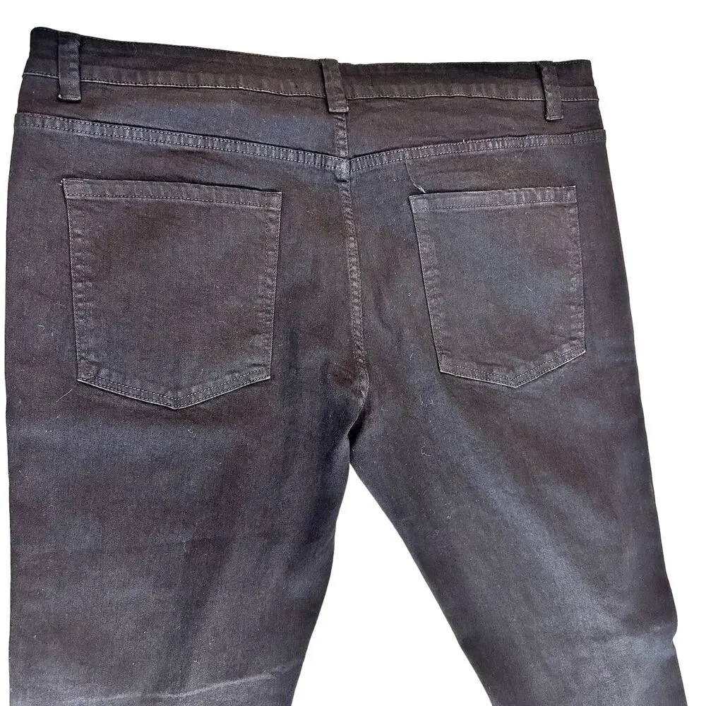 Eternity BC/AD Black Denim Leg Striped + Heart Detail Jeans Tapered Leg Size 42